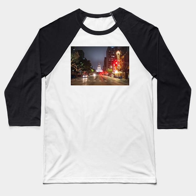 Austin TX Texas Capitol Building Congress Street Baseball T-Shirt by WayneOxfordPh